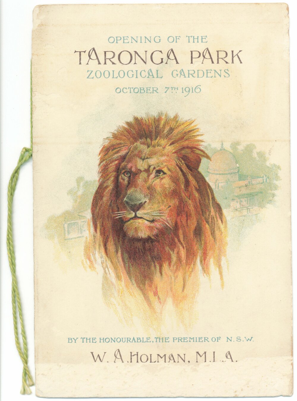 Programme - Opening of the Taronga Park Zoological Gardens - 1916