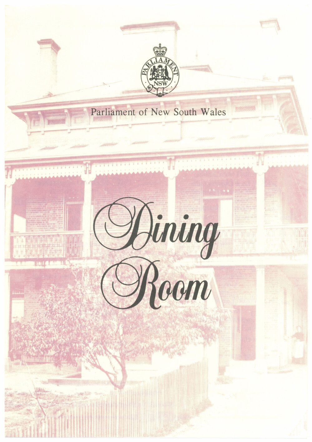 Menu - Dining Room, Parliament House - 2000