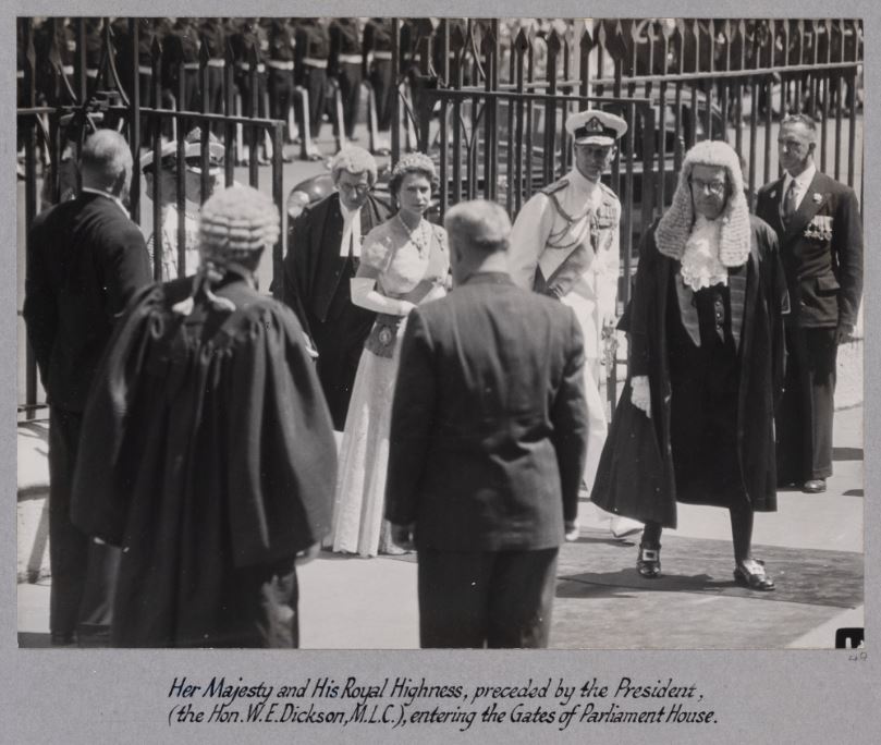 Queen Elizabeth II entering the Gates of Parliament House - 1954