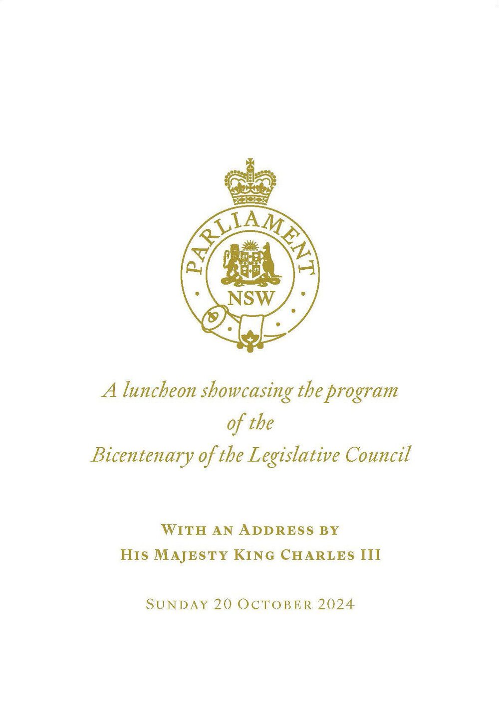 Menu - luncheon King Charles III visit