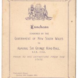 Menu - Luncheon Admiral Sir George King-Hall, Parliament House - 1913