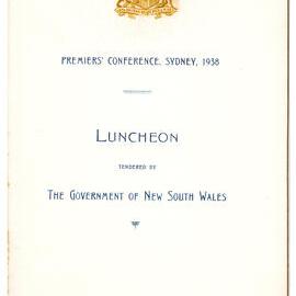 Menu - Luncheon Premiers Conference, Sydney, Parliament House - 1938