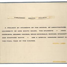 Proposed Parliament Square Project - A project by students of the School of Architecture, University of New South Wales