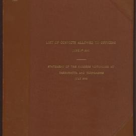 List of Convicts Allowed to Officers June 1st 1800 Statement of the Numbers Victualled at Parramatta and Toongabbee July 1800