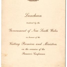 Menu - Luncheon Premiers and Ministers; Premiers Conference, Parliament House - 1928