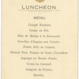 Menu - Luncheon, Parliament House - 1918