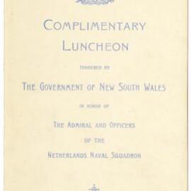 Menu - Complimentary Luncheon, Admiral & Officers of the Netherlands Naval Squadron - 1930