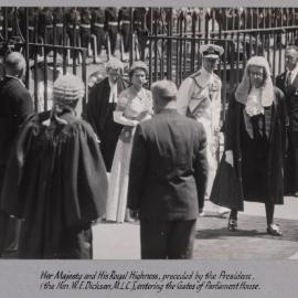 Queen Elizabeth II entering the Gates of Parliament House - 1954