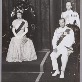 Queen Elizabeth II awaiting the arrival of the Members of the Legislative Assembly - 1954