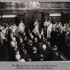 Queen Elizabeth II about to leave the Legislative Council Chamber - 1954