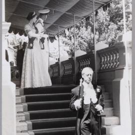 Queen Elizabeth II leaving the Legislative Council Chamber - 1954