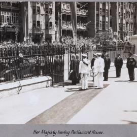 Queen Elizabeth II leaving Parliament House - 1954