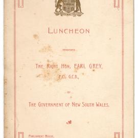 Menu Luncheon - The Right Hon. Earl Grey - 1914