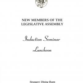 Menu - Luncheon new members of the Legislative Assembly, Parliament House - 2003