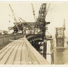 Postcard of construction of Harbour Bridge