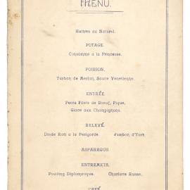 Menu - unknown - circa 1910