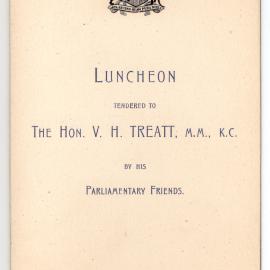 Menu - Luncheon Vernon Haddon Treatt, Parliament House - 1948