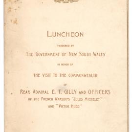 Menu - Luncheon Rear Admiral E.T. Gilly and officers, Parliament House - 1923