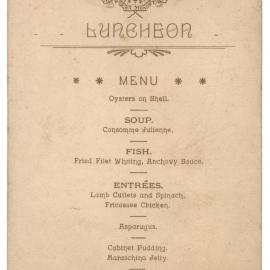 Menu - Luncheon, Presidents Room - 1908