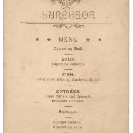 Menu - Luncheon, Presidents Room - 1908