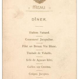 Menu - Dinner, Government House - 1919