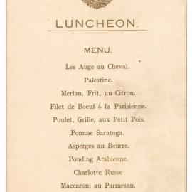 Menu - Luncheon - 1918