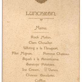 Menu - Luncheon, Premiers Room - 1918