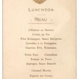 Menu - Luncheon, Premiers Room - 1917