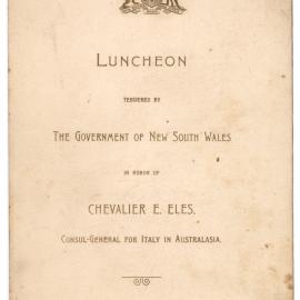 Menu - Luncheon Chevalier E. Eles, Parliament House - 1916