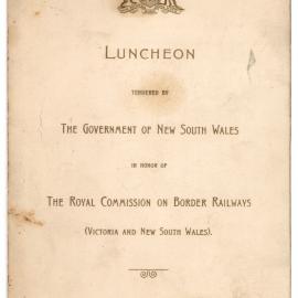 Menu - Luncheon Royal Commission on Border Railways, Parliament House - 1916