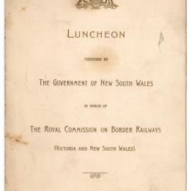 Menu - Luncheon Royal Commission on Border Railways, Parliament House - 1916