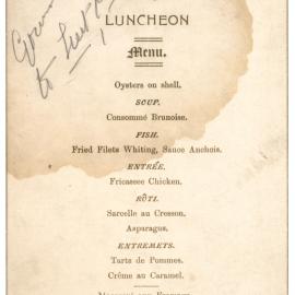 Menu - Luncheon, Parliament House - 1909