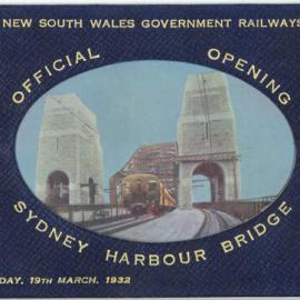 Train ticket - Sydney Harbour Bridge - 1932