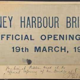 Sydney Harbour Bridge opening - Ribbon section - 1932