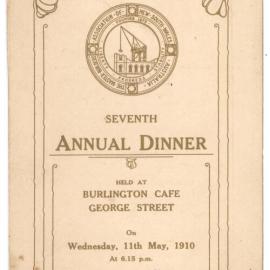 Menu - The Masters Builders Association Seventh Annual Dinner - 1910