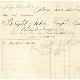 Invoice cricket balls - 1886