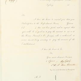 Refreshment Room Entrance Fee reminder letter - 1858